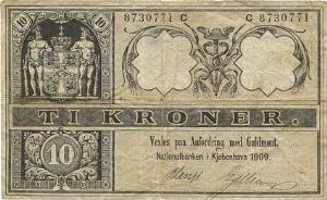 10 kr 1909 C, nr. 8730771, V. Lange  Gellerup, Sieg 95, Pick 7