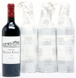 4 bts. Château Pontet Canet, Pauillac. 5. Cru Classé 2008 A hfin.
