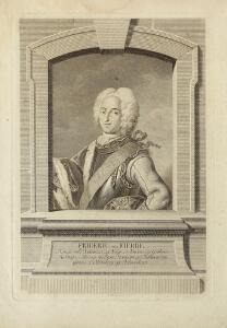 Frederik IV, 1699 - 1730, kobberstik udført af I. M. Preisler 1715-1794, 27 x 39 cm