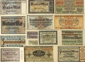 Tyskland, Bayern Notenbank, div. sedler 1922 - 1923, Pick S923 - S936 komplet, i alt 14 stk. alle pæne