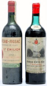 1 bt. Château Cheval Blanc, 1. Grand Cru Classé A 1958 Bottled in DK. AB ts.  etc. Total 2 bts.