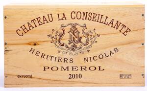 6 bts. Château La Conseillante, Pomerol 2010 A hfin. Owc.