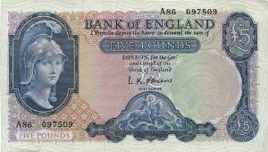 England, 5 pounds u. år 1957-1967, Pick 371a