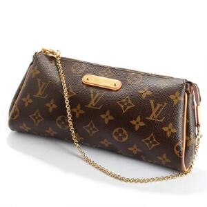 Louis Vuitton Eva. Clutch af monogramkanvas og kernelæder med aftagelig forgyldt kæde. H. 13. L. 24,5. B. 4. Kvittering medfølger. 2009.