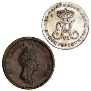 Frederik VI, 16 rigsdaler offermark 1808, H 6 12 skilling 1812, H 11