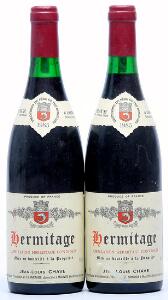 2 bts. Hermitage, Domaine Jean-Louis Chave 1985 A-AB bn.
