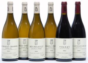 1 bt. Meursault 1. Cru Perrieres, Domaines des Comtes Lafon 2004 A hfin.  etc. Total 6 bts.