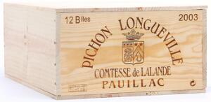 12 bts. Château Pichon Longueville Comtesse, Pauillac. 2. Cru Classé 2003 A hfin. Owc.