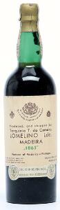 1 bt. Madeira Tarquinio T. da Camara Lomelino 1865 Bottled in DK. AB ts.