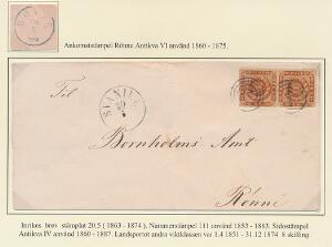 1863. 4 sk. brun. Parstykke på flot brev af 2.vægtklasse fra SVANIKE til Rønne