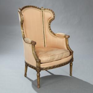 Bergère af forgyldt træ. Louis XVI stil, ca. 1900.