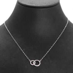 Diamanthalskæde af 18 kt. hvidguld prydet med brillantslebne diamanter. L. ca. 38 cm.