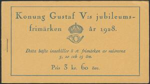 1928. Kong Gustav. 5 öre, grøn. Komplet hæfte. Facit 2500