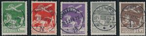 1925-1929. Gl. Luftpost. Komplet sæt med pragtstempler