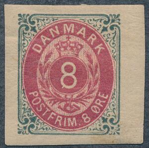 1875. 8 øre anilinrød. UTAKKET. AFA 1200
