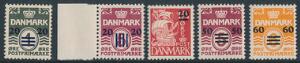 1940-41. Postfrisk sæt Provisorier. 3 af mærkerne er stemplet med ejermærke. AFA 7400.