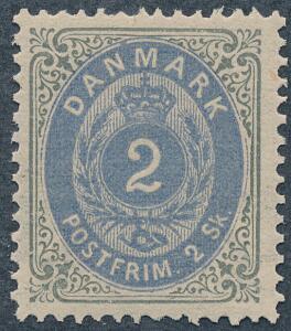 1870. 2 sk. gråblå. Perfekt postfrisk mærke. AFA 1500