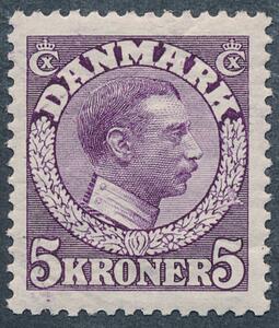 1918. Chr. X, 5 kr. violet. Variant. BRUD PÅ EGEKRANSEN. Postfrisk. AFA 2000