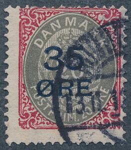 1912. 3520 øre, grårød. Variant STOR PERLEFEJL. Stemplet. AFA 2000