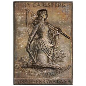 Ny Carlsberg 1871 - 1896, plakette, J. C. Chaplain 1895, Ag, 71 x 51 mm, 114,0 g, LEB 16493