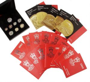 Møntsæt, Den Kgl. Mønt, 1989-1998, 2000-2006, 2008-2009 samt 2007 proof sæt, i alt 20 stk.