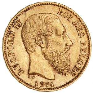 Belgien, 20 francs 1874, KM 37, F 412