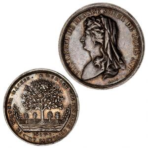 Frankrig, Prinsesse Elizabeths død, 1794, Loos, Ag, 8,77 g, 30 mm, Sommer A44. Tyskland, religiøs medaille, 27 mm Ag, 7,38 g. 2