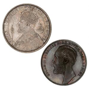 Sverige, lille samling mønter, 17. - 20. århundrede inkl. 5 øre 1873, kv. 01 2 kr erindring 1897, 19212, 1932.