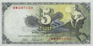 Tyskland, Bank Deutcher Länder, 5 Mark 1948, Rosenberg 252