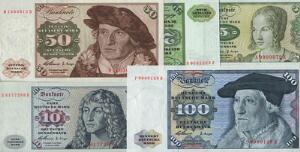 Tyskland, Bundesbank, 1960, 100, 50, 20, 10, 5 Mark, Rosenberg 266, 265, 264, 263, 262, alle i kv. 0 eller 0-01