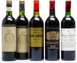 1 bt. Château Palmer, Cantenac - Margaux. 3. Cru Classé 1978 AB ts.  etc. Total 5 bts.