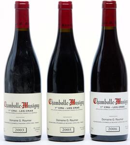 1 bt. Chambolle-Musigny 1. Cru Les Cras, Domaine G. Roumier 2003 A hfin.  etc. Total 3 bts.