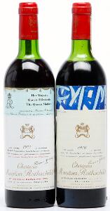 1 bt. Château Mouton Rothschild, Pauillac. 1. Cru Classé 1976 B tsus.  etc. Total 2 bts.