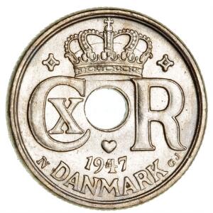 10 øre 1947, H 26B, enkelte pletter