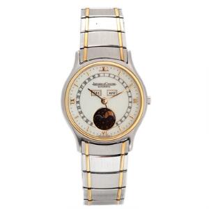 Jaeger-LeCoultre Herrearmbåndsur af guld og stål. Automatisk værk med dag, dato, måned og månefase, kaliber 444 årskalender. 1980erne.
