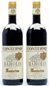 2 bts. Barolo Riserva Monfortino, Giacomo Conterno 2001 A hfin.