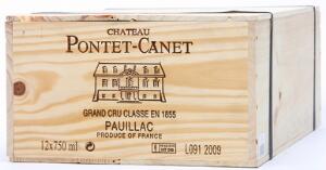 12 bts. Château Pontet Canet, Pauillac. 5. Cru Classé 2009 A hfin. Owc.