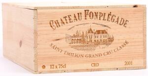 12 bts. Château Fonplégade, Saint-Émilion Grand Cru Classé 2001 A hfin. Owc.