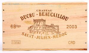 6 bts. Château Ducru-Beaucaillou, Saint - Julien.2. Cru Classé 2003 A hfin. Owc.