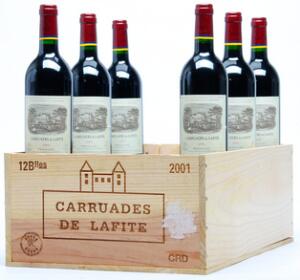 12 bts. Carruades de Lafite, 2wine Ch. Lafite Rothschild 2001 A hfin. Owc.