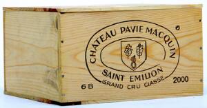 6 bts. Château Pavie Macquin, Saint-Émilion Grand Cru Classé 2000 A hfin. Owc.