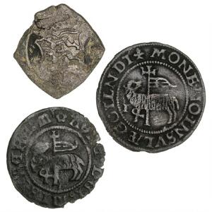 Christian III, Gotland, skilling 1536, Visby, G 147, Llt 7 skilling 1554, Visby, H 11, Llt 9 Frederik II, 2 skilling klipping 1564, H 16