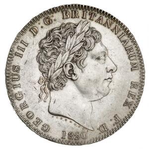 England, George III, 1760 - 1820, crown 1820 LX, S 3787
