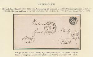 ØSTERMARIÆ. Taarbæk-tp. på Fattigsag sendt til Rønne 24.4.1868. Tidligst kendte afstempling