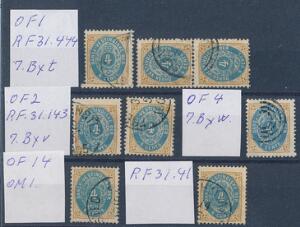 1901. 4 cents, gulbrunblå. Tk.12. OMVENDT RAMME. Planche med 8 mærker incl. par, alle med OVAL og RAMME-FEJL. AFA 6470