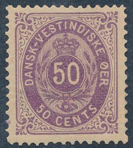 1879. 50 cents, violet. Farvefrisk og flot centreret ubrugt mærke med minimalt lille hængselspor. AFA 2000