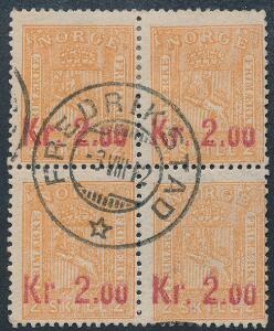 1905. Provisorium. Kr.2,002 sk. orange. Stemplet 4-BLOK.