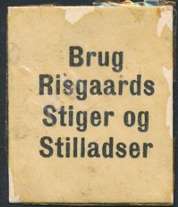 FRIMÆRKEPENGE. Brug Risgaards Stiger og Stilladser. 1 øre. Sjælden Frimærkepenge.