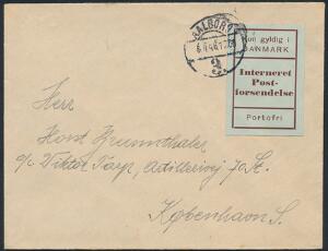 1946. INTERNERET Postforsendelse. Brev fra AALBORG 6.4.46, sendt til København. På bagsiden afsender Josef Ullen , Østrigerlejr, TarpEsbjerg.