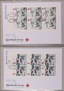 Færøerne. FDC. 1975-2001. 3 bind med 221 stk. FDC i 4-BLOKKE. Se fotoudsnit